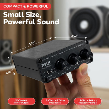 Bluetooth Mini Audio Amplifier 200W Aluminum Compact Wireless Streaming