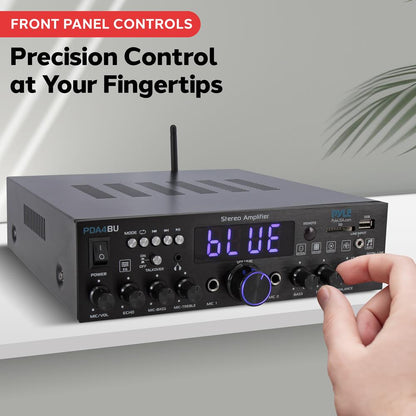 Bluetooth Stereo Amplifier 200W Wireless Streaming Optical/Phono/Coaxial