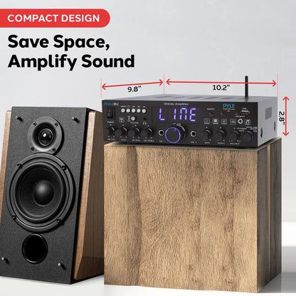 Bluetooth Stereo Amplifier 200W Wireless Streaming Optical/Phono/Coaxial