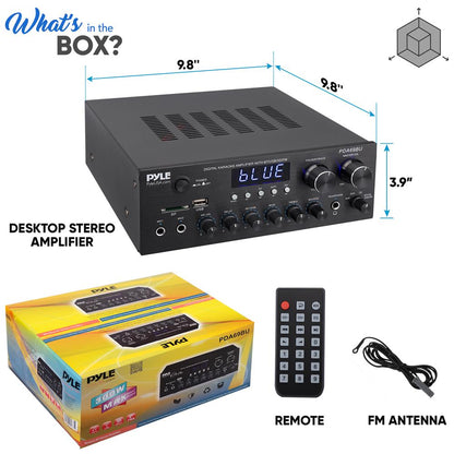 Stereo Amplifier with Bluetooth, 300W HiFi Sound, Metal Panel