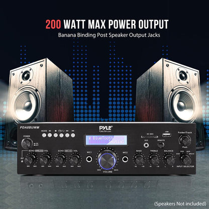 Wireless Microphone Amplifier 200W Bluetooth Streaming Dual Mic Inputs