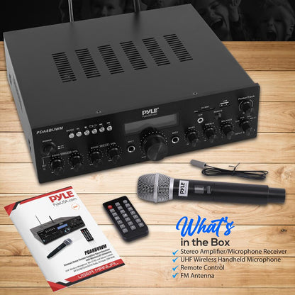 Wireless Microphone Amplifier 200W Bluetooth Streaming Dual Mic Inputs