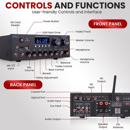 Wireless Amplifier 300W Power Bluetooth Streaming Metal Panel