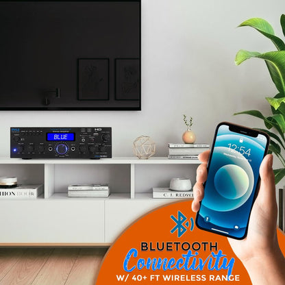 Wireless Stereo Amplifier 200W Bluetooth HDMI/FM Radio LCD Display