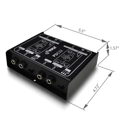 Dual Passive DI Box - Hum Eliminator, Steel Chassis, 1/4" to XLR