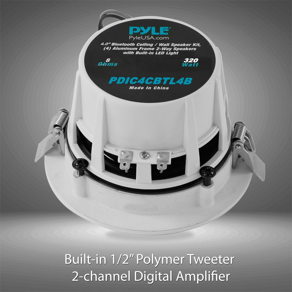 product image number 2 for Pyle 4.0'' Led Bluetooth Ceiling Speakers Kit