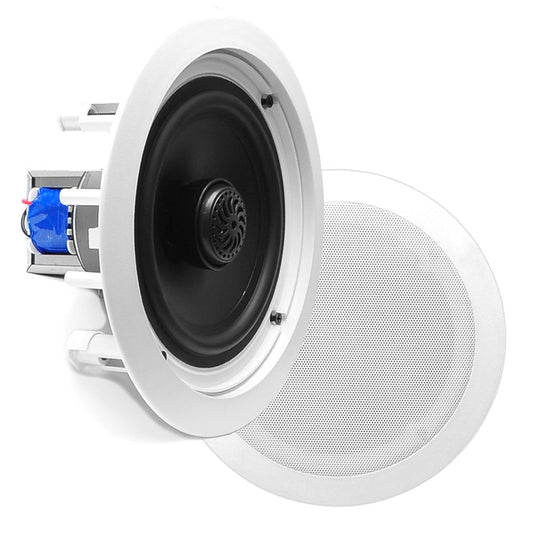 6.5" Ceiling Speakers Pair, 2-Way Stereo, 250W, Flush Mount, White