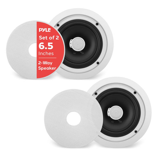 6.5" In-Wall/Ceiling Speakers Pair, 250W, Titanium Tweeter, Flush Mount