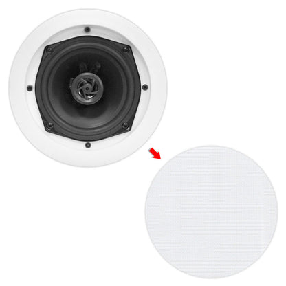 6.5" Ceiling Speakers Pair, 2-Way Sound, Easy Flush Mount, White