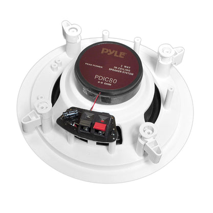 8" Ceiling Speakers Pair, 300W, Directable Tweeter, Flush Mount, White