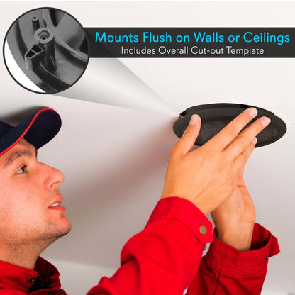 8" Ceiling Speakers Pair, Easy Install, 250W, Flush Mount