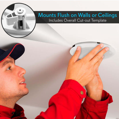 8" 250W Flush Mount Speakers, 2-Way Stereo, Polymer Tweeter, White (4 Pack)