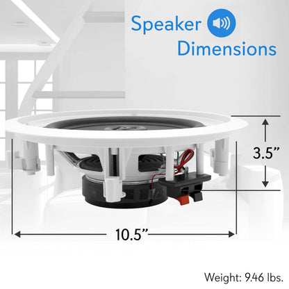 8" 250W Flush Mount Speakers, 2-Way Stereo, Polymer Tweeter, White (4 Pack)