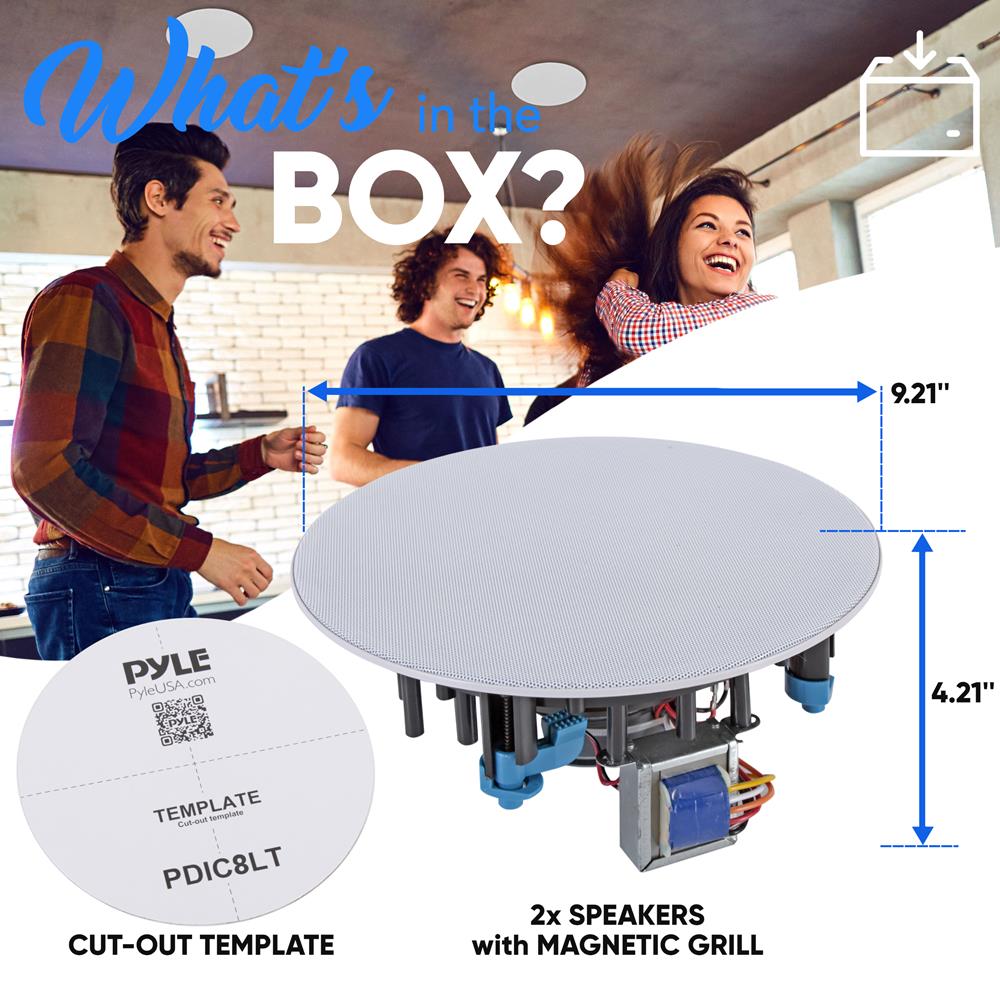 product image number 7 for Pyle 8.0’’ In-Wall / Ceiling Speakers
