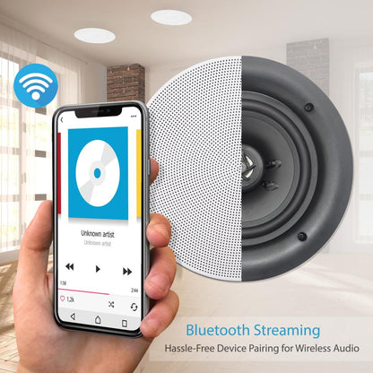 6.5" Bluetooth Ceiling/Wall Speakers 200W 2-Way Stereo, Easy Install