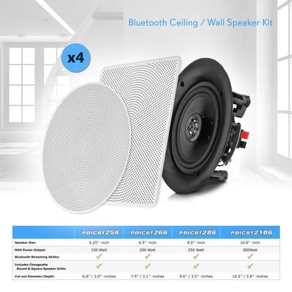 6.5" Bluetooth Ceiling/Wall Speakers 200W 2-Way Stereo, Easy Install
