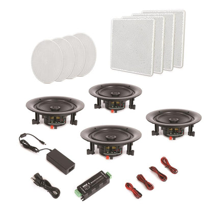 8" Bluetooth Ceiling Speaker Kit, 250W, 2-Way Stereo, Flush Mount