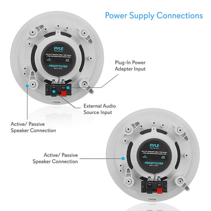 5.25" Bluetooth Ceiling/Wall Speakers 150W Flush Mount Poly Cone