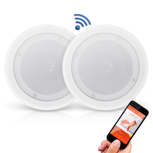 8" Bluetooth Ceiling Speakers 250W Polypropylene Cone Flush Mount