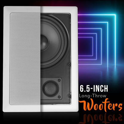 Ceiling Wall Speaker 400W Deep Bass 6.5" Enclosed System White