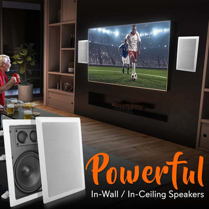 Ceiling Wall Speaker 400W Deep Bass 6.5" Enclosed System White
