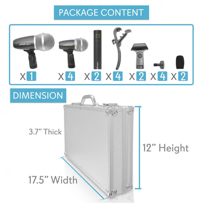 7-Piece Drum Mic Kit for Precise Recording with Case & Mounts