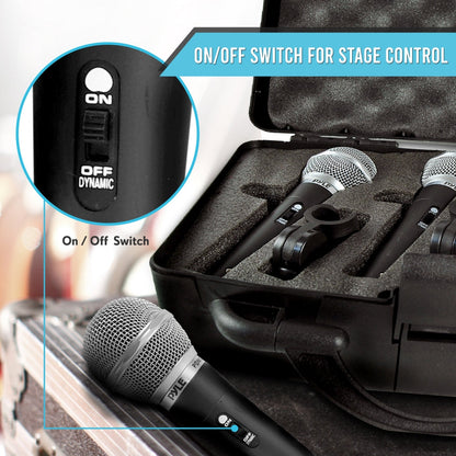 3-Piece Dynamic Microphone Kit High Output Zinc Alloy 26ft XLR Cable