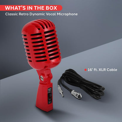 Retro Dynamic Vocal Microphone - Voice Clarity - Red