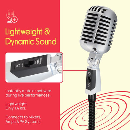 Classic Retro Vintage Microphone, Silver