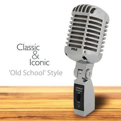 Retro Dynamic Vocal Microphone - High Clarity - Die-Cast Metal - Silver
