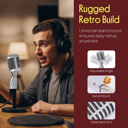 Microphone vintage rétro classique, argenté 