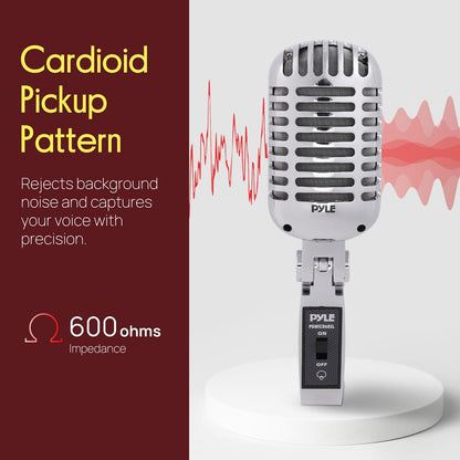 Microphone vintage rétro classique, argenté 