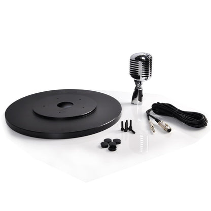 Retro Microphone with Stand, Dynamic Audio, Unidirectional, Silver Finish