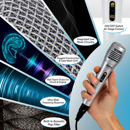 Microphone dynamique à haut rendement avec grille en acier et câble XLR de 2 mètres 