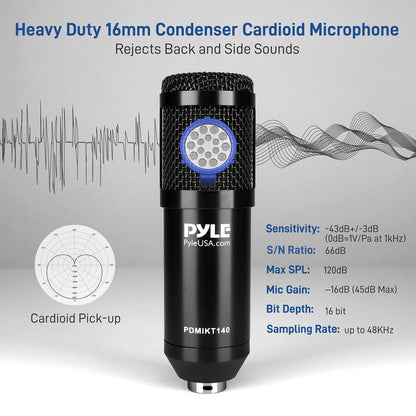 USB Microphone Kit - Studio Quality, Cardioid Condenser, Adjustable Stand