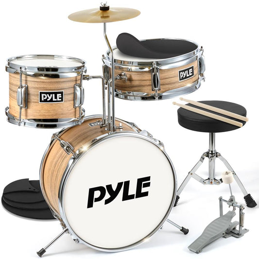 Kids Drum Set, Beginner-Friendly, Metallic Finish, Natural