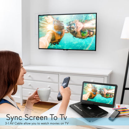 Lecteur DVD portable, écran haute résolution, écran pivotant, batterie rechargeable 