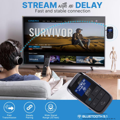 Adaptateur audio Bluetooth 2-en-1 - Faible latence, technologie 5.1, batterie rechargeable 