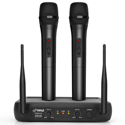 Dual Channel Wireless Mic System - Clear Sound, Adjustable Volume, VHF