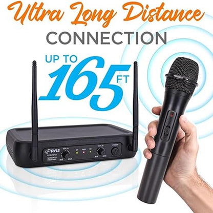 Dual Channel Wireless Mic System - Clear Sound, Adjustable Volume, VHF