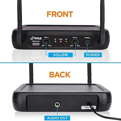 Dual Channel Wireless Mic System - Clear Sound, Adjustable Volume, VHF