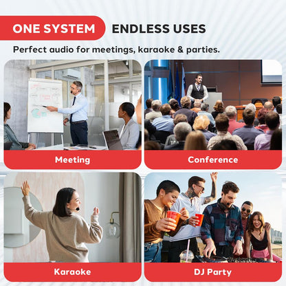 Dual Channel Wireless Mic System - Clear Sound, VHF, 2 Lavalier & Headset