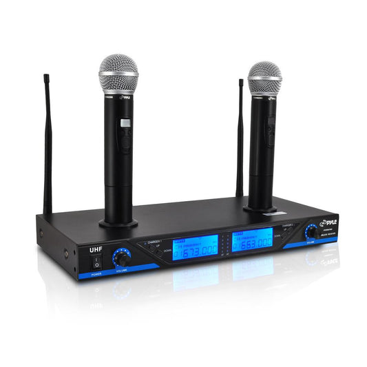 Wireless Microphone System 175' Range Dual Rechargeable Mics LCD Display