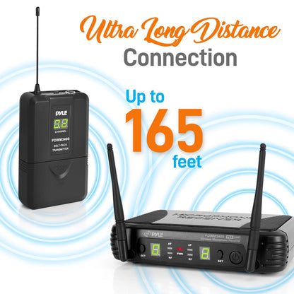 2 Channel Wireless Mic System - Portable UHF, 160' Range, 2 Headsets, 2 Lavalier