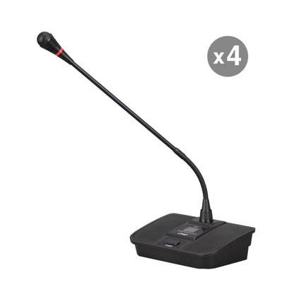 Wireless Conference Mic System, 4-Ch UHF, LCD Display, Rack Mountable