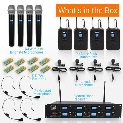 8-Channel UHF Wireless Mic System, 164 ft Range, Digital Display