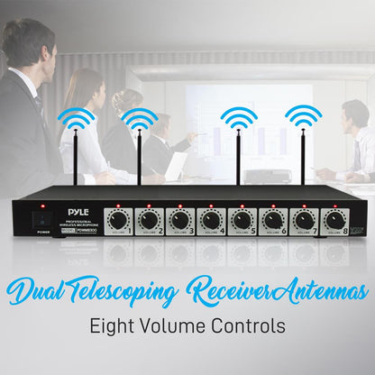 8-Channel Wireless Mic System - Extended Range, Condenser Mics, Rack Mount