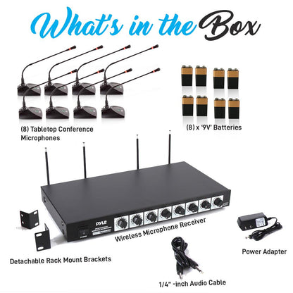 8-Channel Wireless Mic System - Extended Range, Condenser Mics, Rack Mount