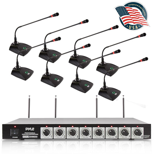 8-Channel Wireless Mic System - Extended Range, Condenser Mics, Rack Mount