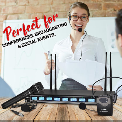8-Ch Wireless Mic System, 600ft Range, Rack Mount, 4 Handheld & 4 Headset Mics